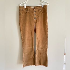 Madewell cali demi boot corduroy pants, size 31